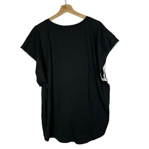 Zara Black Crewneck White Cuff Short Sleeve T-Shirt L